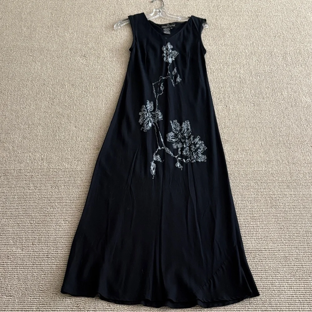 Carole Little Unique Vintage Black and White Floral Maxi Dress - Picture 8 of 15